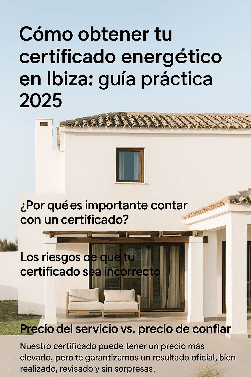 Casa moderna en Ibiza con arquitectura mediterránea, ideal para representar la necesidad de certificados energéticos en inmuebles